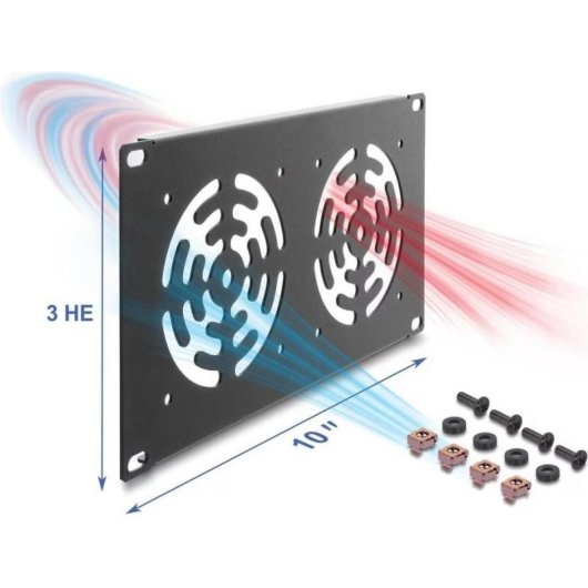 Tapa trasera Delock 67433 con ventiladores integrados para rack 10" 3U metal gris oscuro