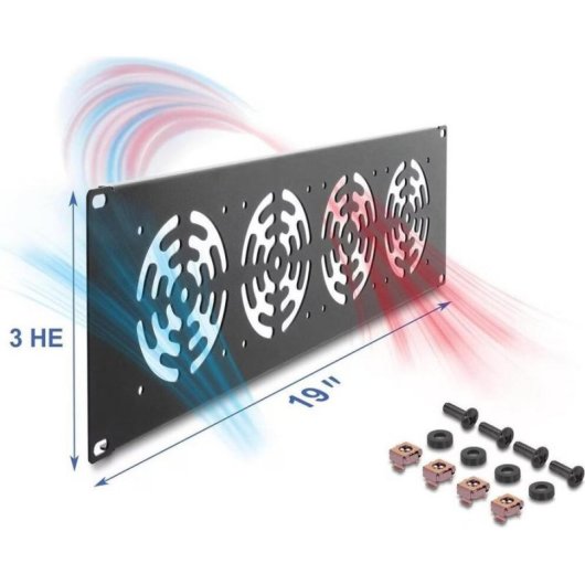 Painel traseiro Delock 67417 19 polegadas 4 ventoinhas 3U metal cinza