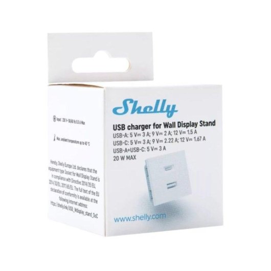 Relais Wi-Fi Shelly Wall Display Stand 20W Contrôle affichage mural USB