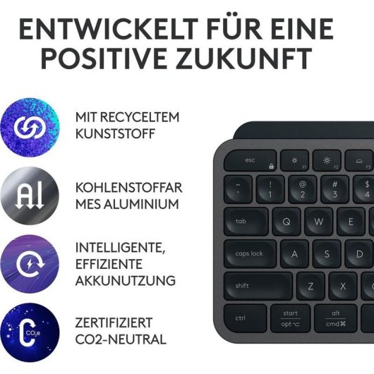 Teclado Logitech MX Keys S sem fios QWERTZ retroiluminado com apoio de pulso