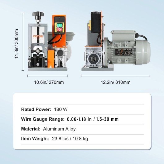 Machine à dénuder VEVOR BXJDD180 180W 1,5-25mm 18m/min profondeur visible