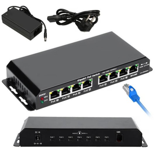 Switch Extralink KRATOS 8 ports Gigabit PoE 60W Métal