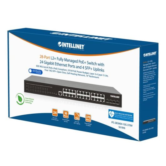 Switch Intellinet 561846 24 portas Gigabit PoE+ 4 SFP+ L2+ Rack 1U