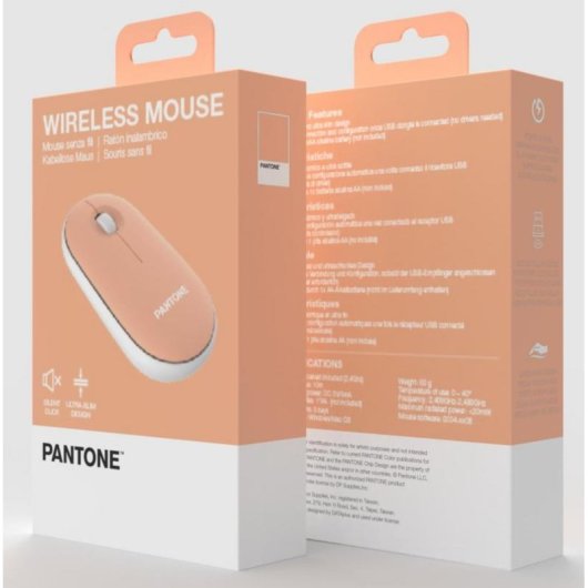 Mouse PANTONE PT-MS001E RF wireless 100 DPI arancione ergonomico