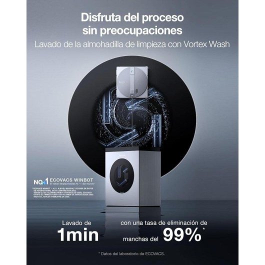 Robot Ecovacs Winbot W3 Omni Nettoyage Vortex Wash Station Sécurité