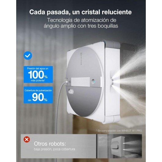 Robot Ecovacs Winbot W3 Omni Nettoyage Vortex Wash Station Sécurité