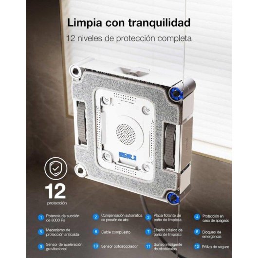 Robot Ecovacs Winbot W3 Omni Nettoyage Vortex Wash Station Sécurité