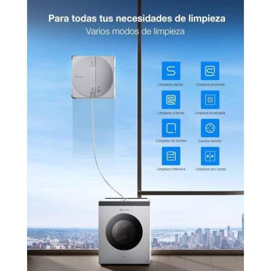 Robot Ecovacs Winbot W3 Omni Nettoyage Vortex Wash Station Sécurité