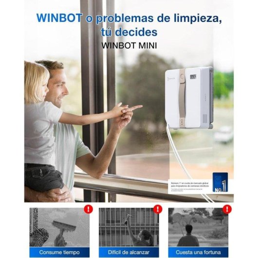Robot lave-vitres Ecovacs Winbot Mini Compact Double Pulvérisation Sécurité
