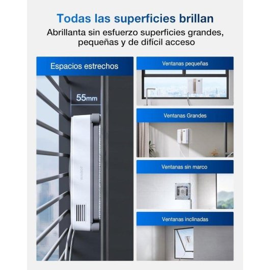 Robot lave-vitres Ecovacs Winbot Mini Compact Double Pulvérisation Sécurité