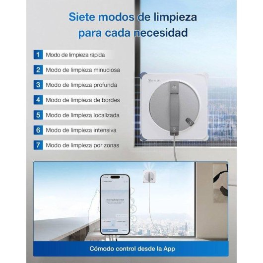 Robot limpiacristales Ecovacs Winbot W2s limpieza inteligente borde a borde eficiente triple pulverizador
