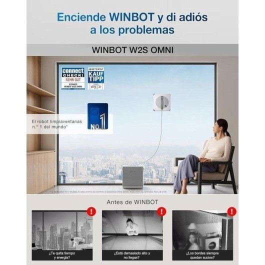 Robot limpiacristales Ecovacs Winbot W2S Omni Triple Boquilla