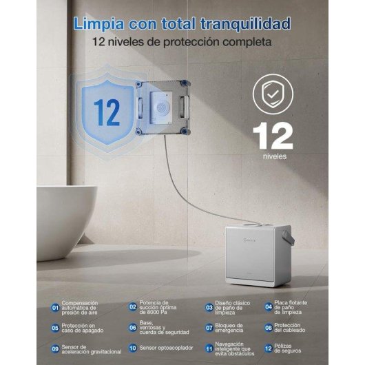 Robot limpa-vidros Ecovacs Winbot W2s Omni estação multifunções triplo pulverizador