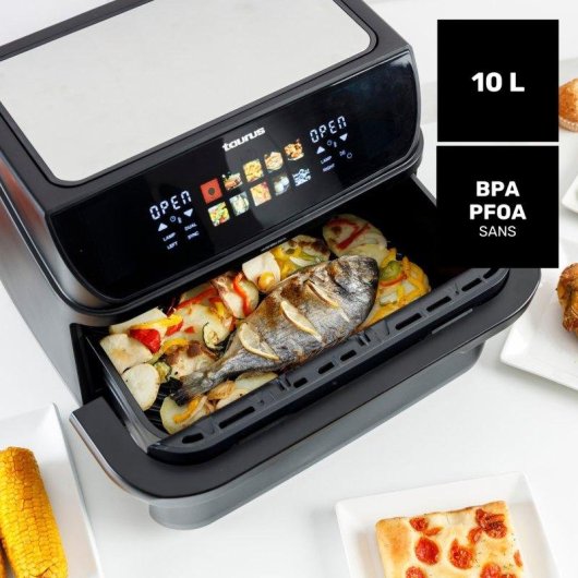 Freidora de Aire Taurus Grill 360 XL 10L 2800W con Cestillo Divisible y 10 Programas