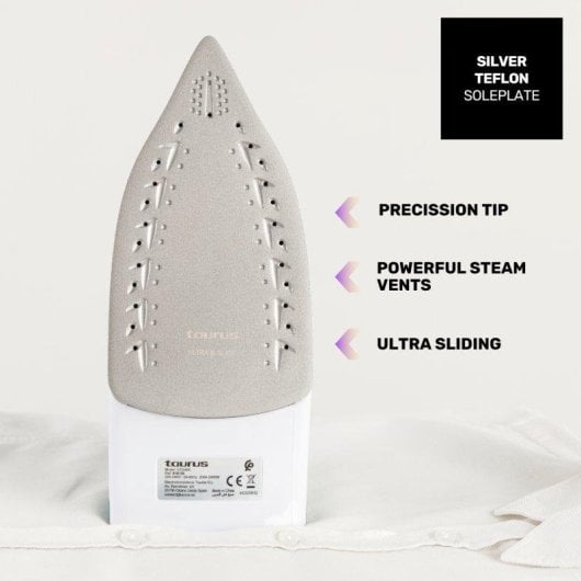 Plancha Taurus Baltic 2400W suela teflón vapor vertical antical antigoteo azul