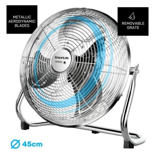 Ventilador Taurus Sirocco 18 120 W 3 Velocidades Aspas Metálicas 45 cm Gris