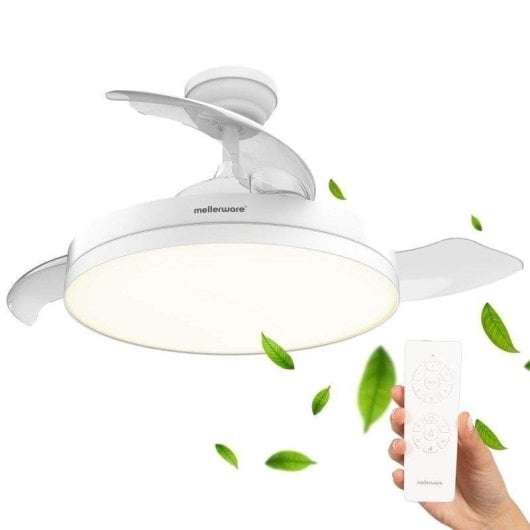 Ventilador de techo Mellerware Brizy Bright Foldable 40W motor DC luz LED 106cm