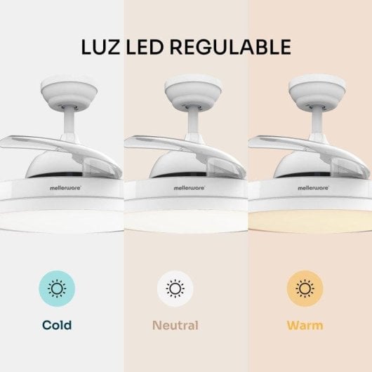 Ventilador de techo Mellerware Brizy Bright Foldable 40W motor DC luz LED 106cm