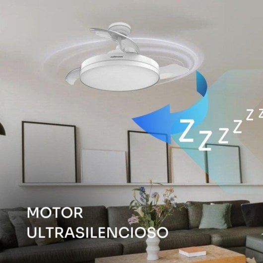 Ventilador de techo Mellerware Brizy Bright Foldable 40W motor DC luz LED 106cm