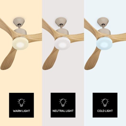 Ventilador de techo Taurus Fresko Forest 3b 40W 132cm madera 6 velocidades luz LED