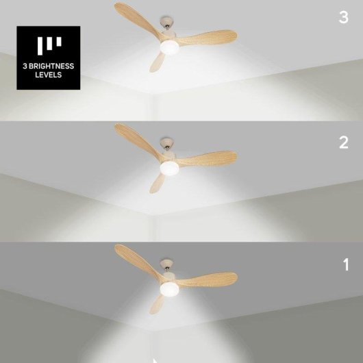 Ventilador de techo Taurus Fresko Forest 3b 40W 132cm madera 6 velocidades luz LED