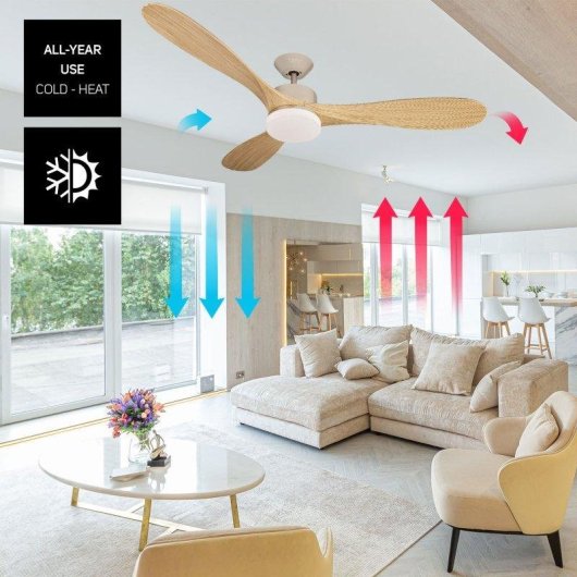 Ventilador de techo Taurus Fresko Forest 3b 40W 132cm madera 6 velocidades luz LED