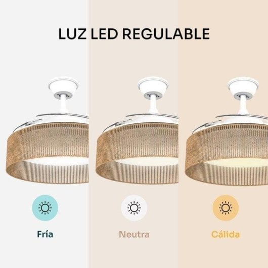 Ventilador de techo Mellerware Brizy Bright Rattan 106 cm LED 6 velocidades