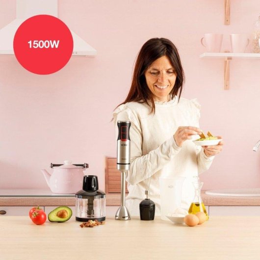 Batidora de mano Solac Solution 1503 1500W velocidad ajustable Turbo 4 cuchillas inox