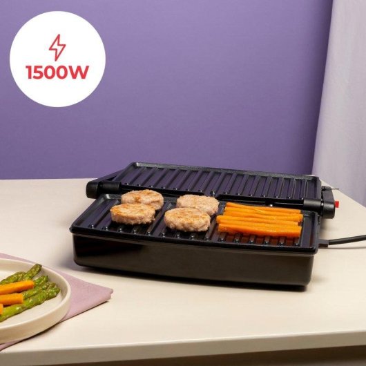 Grill Solac Buona Piadina 1500W apertura 180° placas antiadherentes