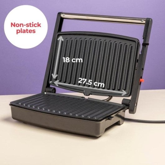 Grill Solac Buona Piadina 1500W apertura 180° placas antiadherentes