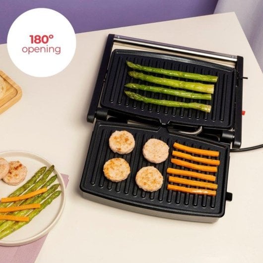 Grill Solac Buona Piadina 1500W apertura 180° placas antiadherentes