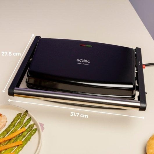 Grill Solac Buona Piadina 1500W apertura 180° placas antiadherentes