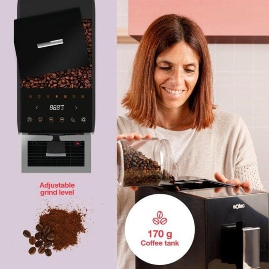 Cafetera Superautomática Solac 1,2L 19 Bares Molinillo Integrado Thermoblock Pantalla Táctil