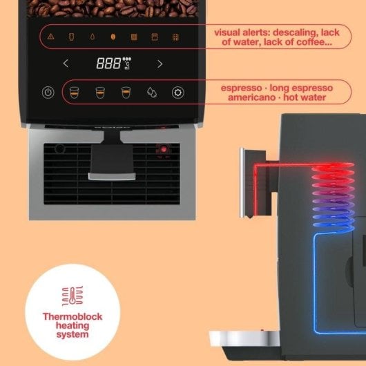 Cafetera Superautomática Solac 1,2L 19 Bares Molinillo Integrado Thermoblock Pantalla Táctil