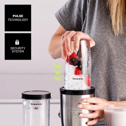 Batidora Taurus Shake & Go Mix 1000W con vasos portátiles y cuchillas intercambiables