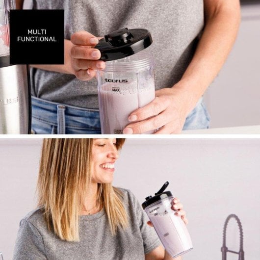 Batidora Taurus Shake & Go Mix 1000W con vasos portátiles y cuchillas intercambiables