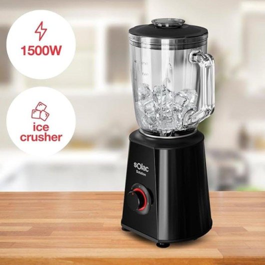 Batidora Solac Solution BV6785 1500W jarra cristal 1,5L 2 velocidades turbo pica hielo