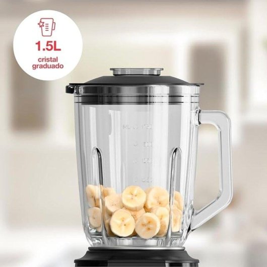 Batidora Solac Solution BV6785 1500W jarra cristal 1,5L 2 velocidades turbo pica hielo