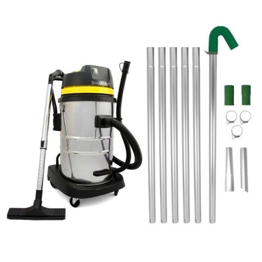 Aspiradora Industrial MonsterShop 60L 1400W Sólidos y Líquidos Kit Canalones Acero Plateado