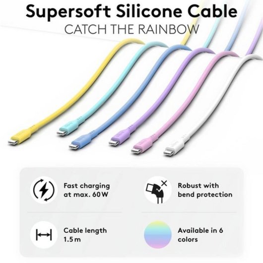 Cable Goobay 77744 USB-C 1,5 m Silicone Charge Rapide Turquoise