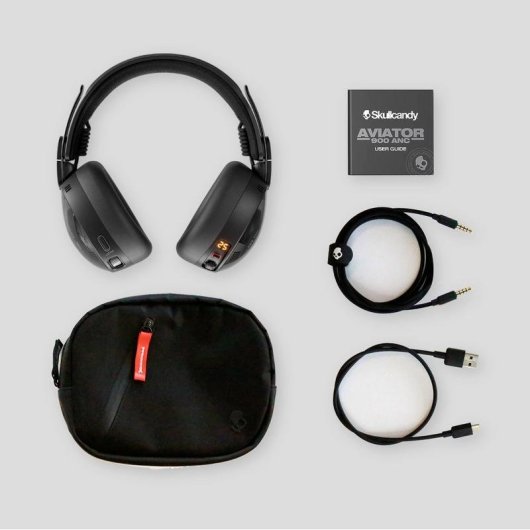 Auriculares Skullcandy Aviator 900 ANC sem fios e com fio Bluetooth com Cancelamento de Ruído, Microfone, controlo na orelha, preto