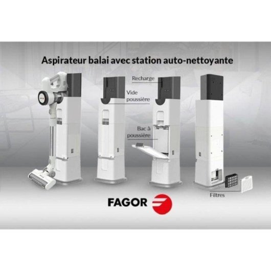 Aspirador sem Fio Fagor FG6415 300W 60 min Base Auto-Limpeza Tubo Flexível