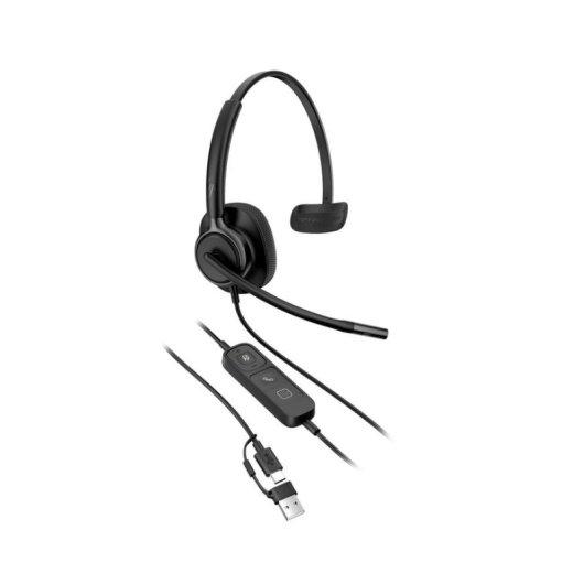 Auriculaires Poly Mission 415 filaires USB-A USB-C Bureau avec Réduction de Bruit Noir