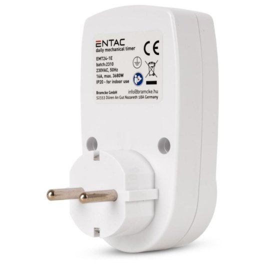 Adaptador Entac EMT24-1E mecânico 230 V 16 A 3680 W branco preto