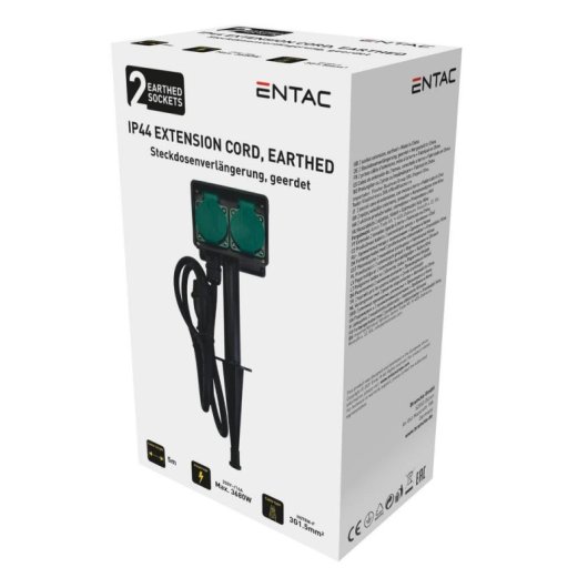 Regleta Entac ESE1.5G2-5-IP44S 2 Tomas Exterior IP44 5 m Resistente Agua