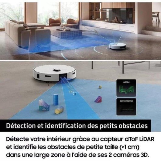 Robot Aspirapolvere e Lavapavimenti Samsung Jet Bot Combo VR7MD97A14G Autosvuotamento Navigazione LiDAR IA