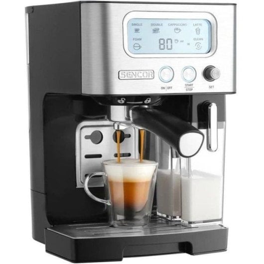 Cafetière expresso Sencor SES 4090SS 1,4L 15 Bars écran LCD Thermoblock auto-nettoyage