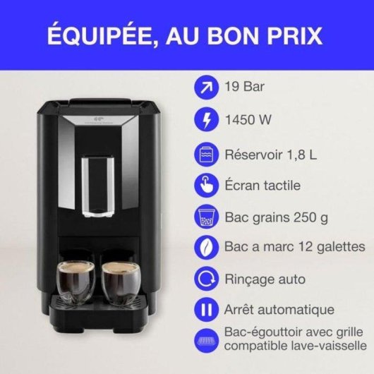 Cafetera Superautomática Continental Edison CECFAUTOB 1,8L 19 Bares 1450W negra