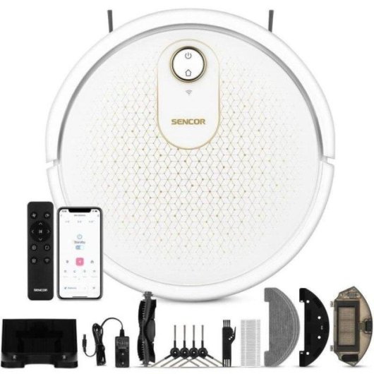 Saugroboter mit Wischfunktion Sencor SRV 4550WH Navigation Basis 100 min Laufzeit