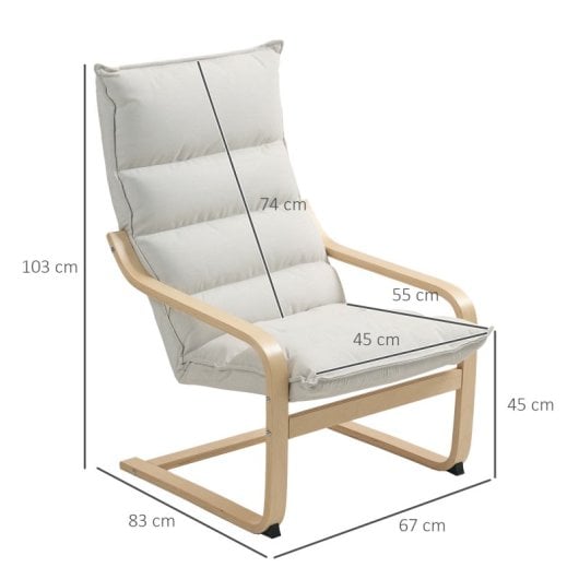 Homcom Sillón De Salón Moderno Con Respaldo Alto Patas De Madera Crema